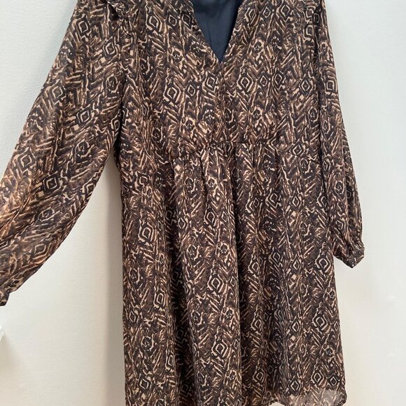 Boho Print Long Sleeve Midi Dress - Picture 2 of 5